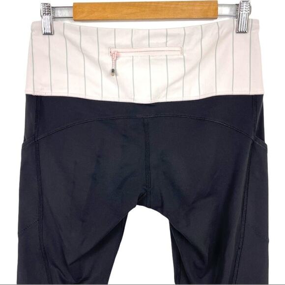 Lululemon Can't Stop Crop High Rise Runners Leggings Black / Slalom Stripe 8 - Picture 8 of 16